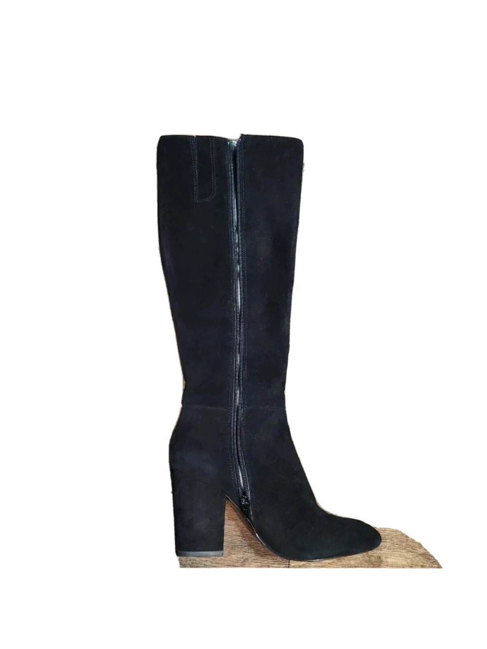 Nine West Black Suede Tall Block Heel Boots 7M NWOT